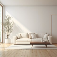Modern contemporary living room in minimal style. Generative AI.