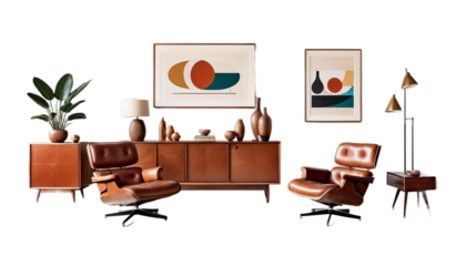 armchairs wall interior wood floor room 3d century leather mid render white living modern cabinet three-dimensional apartment architecture art background bedchamber blank blue bright chair colours