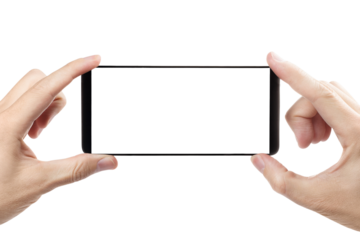 Hands with smartphone cut out