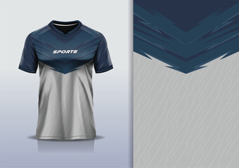 T-shirt mockup with abstract stripe line jersey design for football, soccer, racing, esports, running, in gray color