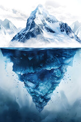 Obraz premium Surreal Underwater Iceberg Landscape Amid Climate Crisis:A Glimpse into a Vanishing World