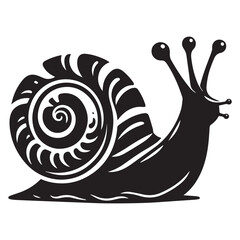 Snail Silhouette vector flat illustration.