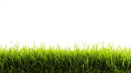 Fototapeta premium Lush green grass on a white background, symbolizing growth or eco-friendly concepts. Generative AI
