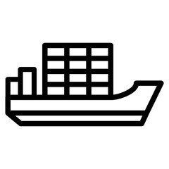 Cargo Ship Icon in Line Style