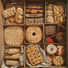 Una casja con galletas de diversos estilos y sabores