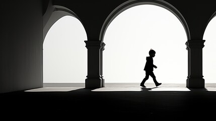 silhouette of a person in a corridor