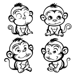 Baby Monkey SVG, Monkey Svg, Monkey Clipart, Doodle Animal Svg, Doodle Monkey Svg, Cute Monkey Svg, Monkey Png, Monkey Vector, Jungle Animal Svg, Cute Baby Monkey Svg, Monkey Outline Svg, Kids Colorin
