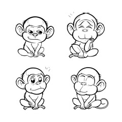 Baby Monkey SVG, Monkey Svg, Monkey Clipart, Doodle Animal Svg, Doodle Monkey Svg, Cute Monkey Svg, Monkey Png, Monkey Vector, Jungle Animal Svg, Cute Baby Monkey Svg, Monkey Outline Svg, Kids Colorin