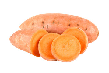 Sweet potato with slices isolated on transparent png
