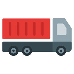Cargo Truck Icon in Flat Style
