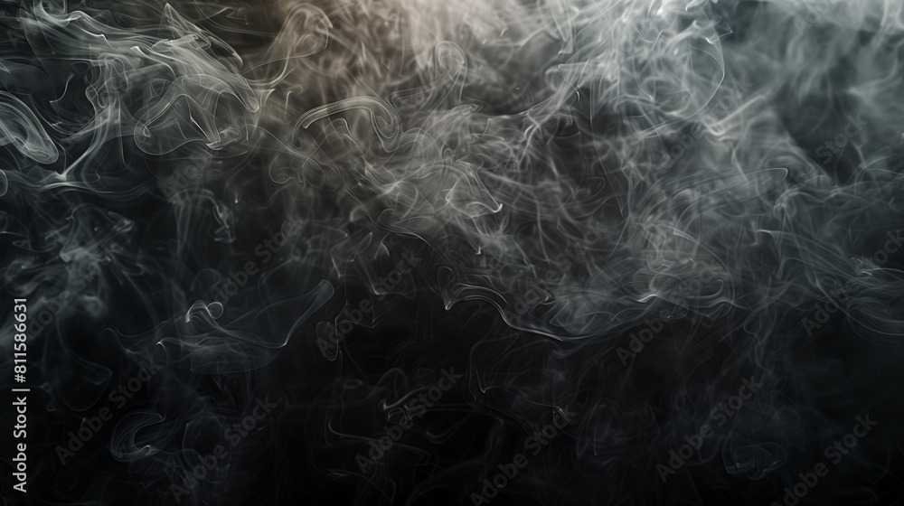 Poster smoke swirls on a dark backdrop, creating a space for text/designs.