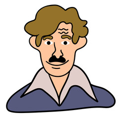 character portrait in doodle style in vector. line art for avatar design sticker coloring postcard poster print