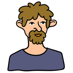 adult men character portrait in doodle style in vector. line art for avatar design sticker coloring postcard poster print
