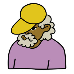 old men character portrait in doodle style in vector. line art for avatar design sticker coloring postcard poster print