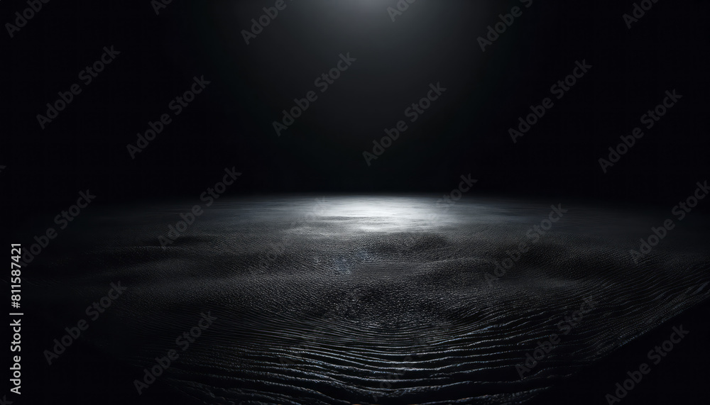 Aufkleber An empty dark textured surface with a subtle light source, set against a black background, suitable for product display. Generative AI