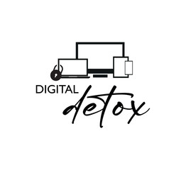 digital detox sign on white background