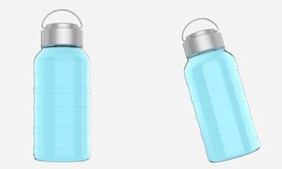 Blank thermos insulated vacuum stainless steel beverage bottle mockup template. 3d illustration.