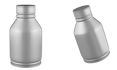 Matte Metallic Drink Bottle Mockup Isolated On White Background