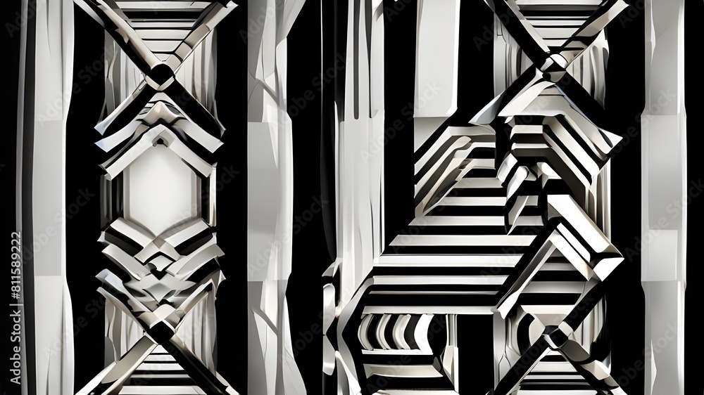 Poster abstract geometric pattern with stripes, lines. seamless vector background. white and black ornament