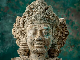 ancient stone statue with intricate carvings