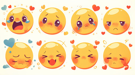 smile face emoji, expression emoticon set
