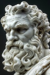 Intricate marble sculpture of a bearded man