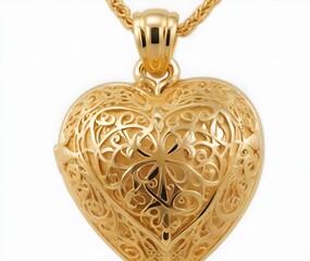 Gold filagree heart pendant statue model jewelry design
