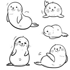 Baby Seal SVG, Seal Svg, Seal Clipart, Doodle Animal Svg, Doodle Seal Svg, Cute Seal Svg, Seal Png, Seal Vector, Jungle Animal Svg, Cute Baby Seal Svg, Seal Outline Svg, Kids Coloring Svg, Nursery Svg