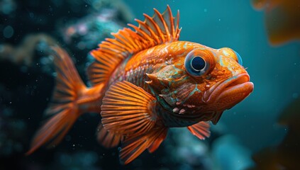 Fototapeta premium Experiment with different color grading techniques to enhance the vibrancy and richness of the deep-sea fish's natural hues.