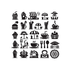Set of cafe icons, restaurant icon, food and drink vector illustration icon design 