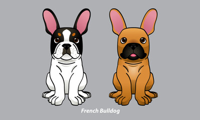 Vector of a cute French Bulldog. With 2 color options. Vector.
