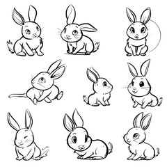 Baby Rabbit SVG, Rabbit Svg, Rabbit Clipart, Doodle Animal Svg, Doodle Rabbit Svg, Cute Rabbit Svg, Rabbit Png, Rabbit Vector, Jungle Animal Svg, Cute Baby Rabbit Svg, Rabbit Outline Svg, Kids Colorin