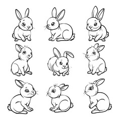 Baby Rabbit SVG, Rabbit Svg, Rabbit Clipart, Doodle Animal Svg, Doodle Rabbit Svg, Cute Rabbit Svg, Rabbit Png, Rabbit Vector, Jungle Animal Svg, Cute Baby Rabbit Svg, Rabbit Outline Svg, Kids Colorin