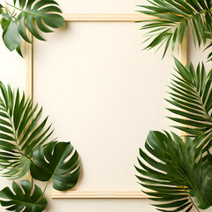 Fototapeta premium Tropical Frame Mockup for Summer Design Presentations,GenerativeAI