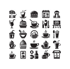 Set of cafe icons, restaurant icon, food and drink vector illustration icon design 