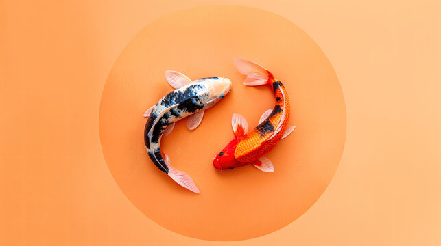 Yin yang koi fish, symbol of harmony and balance. 