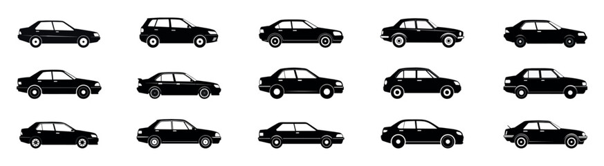 Fototapeta premium Set of car silhouettes. Automobile collection