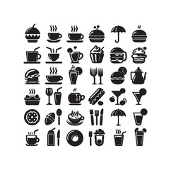 Set of cafe icons, restaurant icon, food and drink vector illustration icon design 