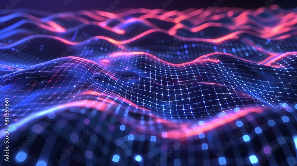 Poster motion lines in cyberspace against a black background for a dynamic look.