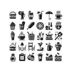 Set of cafe icons, restaurant icon, food and drink vector illustration icon design 