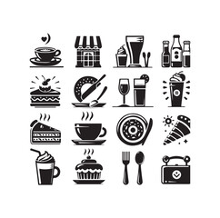 Set of cafe icons, restaurant icon, food and drink vector illustration icon design 