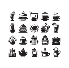 Set of cafe icons, restaurant icon, food and drink vector illustration icon design 
