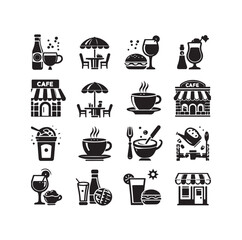 Set of cafe icons, restaurant icon, food and drink vector illustration icon design 