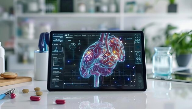Tablet computer displaying a human heart.