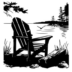 Adirondack Chair png, Adirondack Chair, Chair vector, Adirondack Scene SVG, Beach chair svg, Lounge chair svg, Muskoka clip art, Camping Cabin, Campfire Svg, Adirondack chair SVG, camping svg, forest,