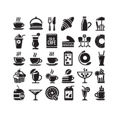 Set of cafe icons, restaurant icon, food and drink vector illustration icon design 