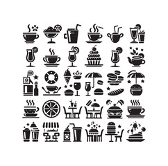 Set of cafe icons, restaurant icon, food and drink vector illustration icon design 