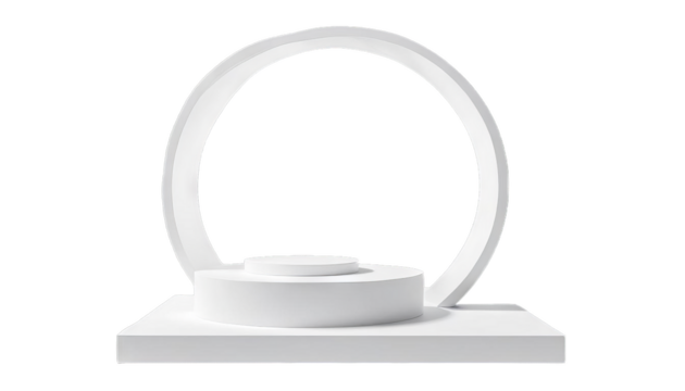 background white podium rendering display advertising 3d illustration product minimal abstract three-dimensional dais architecture footed blank box clean concept cube design empty exhibition - Powered by Adobe