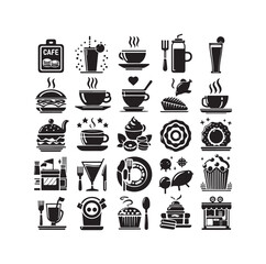 Set of cafe icons, restaurant icon, food and drink vector illustration icon design 