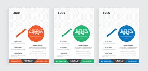 Corporate business flyer design set layout with white, yellow, and blue, colors. marketing proposal, professional business advertising leaflet.